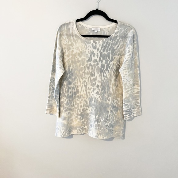 Kinross Cashmere Sweaters - Kinross cashmere leopard print‎ Sweater blue women's medium
